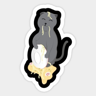 Clumsy Cat Eating Ramen Sticker